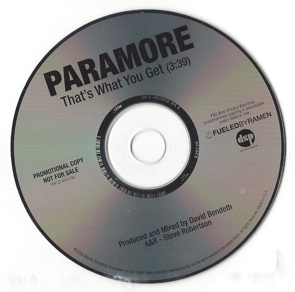 Paramore : That's What You Get (CD, Single, Promo)