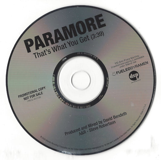 Paramore : That's What You Get (CD, Single, Promo)