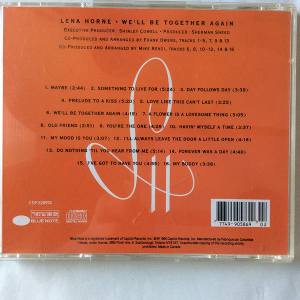 Lena Horne : We'll Be Together Again (CD, Album, Club)