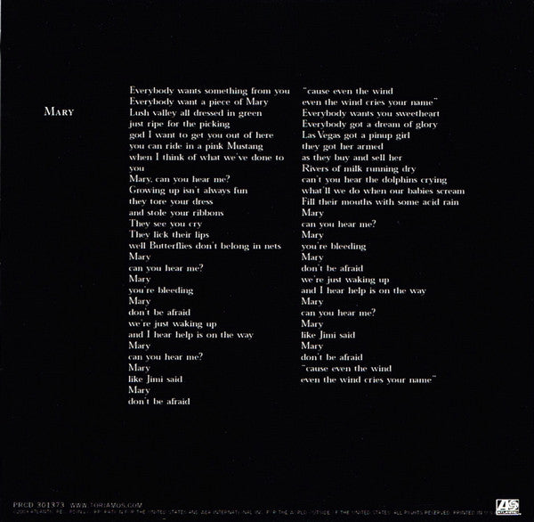 Tori Amos : Mary (CD, Single, Promo)