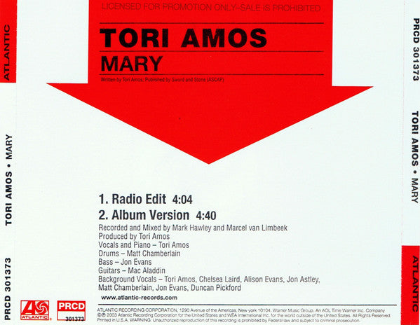 Tori Amos : Mary (CD, Single, Promo)