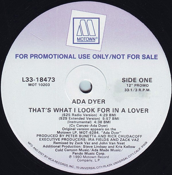 Ada Dyer : That's What I Look For In A Lover (12", Single, Promo)