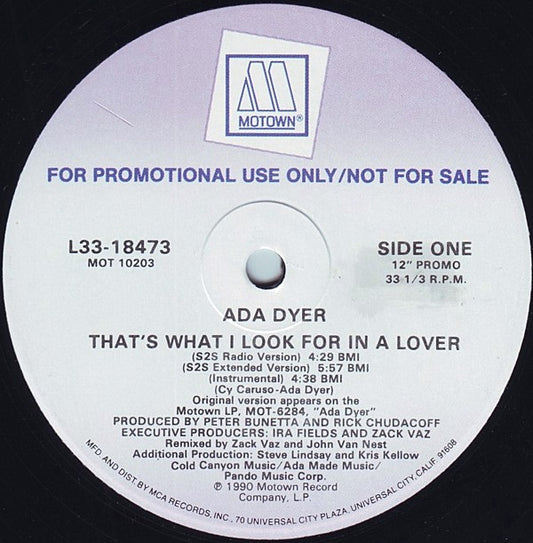 Ada Dyer : That's What I Look For In A Lover (12", Single, Promo)
