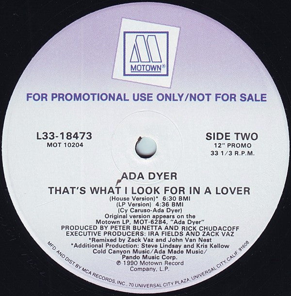 Ada Dyer : That's What I Look For In A Lover (12", Single, Promo)