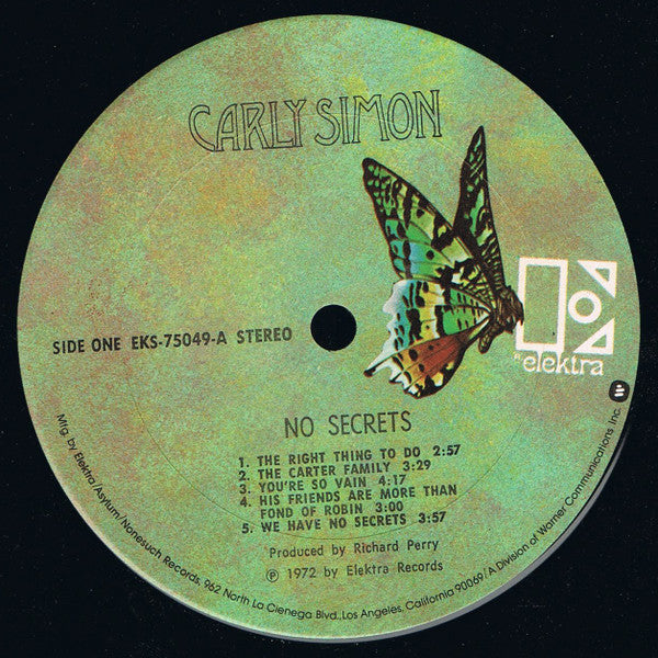 Carly Simon : No Secrets (LP, Album, RP, Ter)