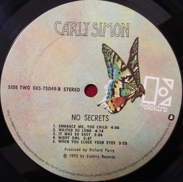 Carly Simon : No Secrets (LP, Album, RP, Ter)