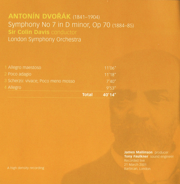 Antonín Dvořák - Sir Colin Davis, London Symphony Orchestra : Symphony No. 7 (CD, Album)