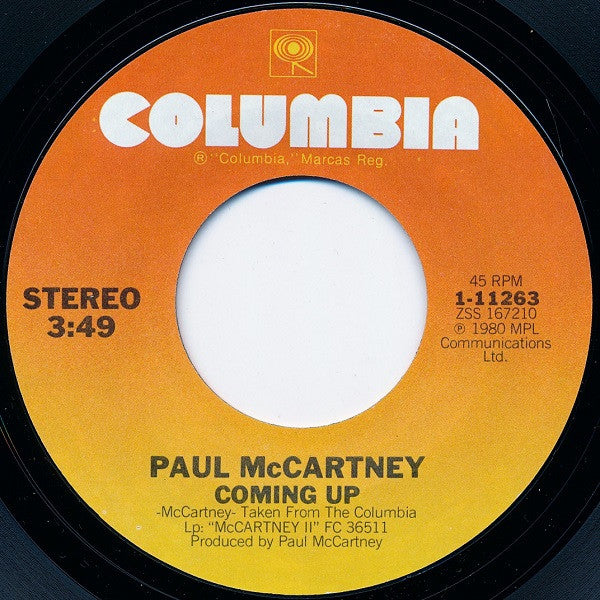 Paul McCartney : Coming Up (7", Styrene, Pit)