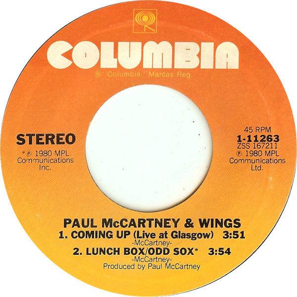 Paul McCartney : Coming Up (7", Styrene, Pit)