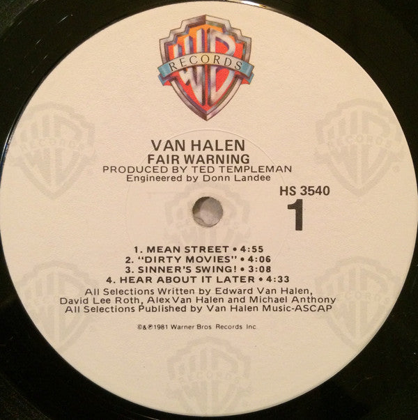 Van Halen : Fair Warning (LP, Album, RE, Win)