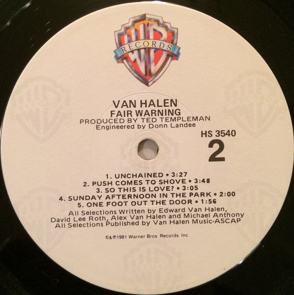 Van Halen : Fair Warning (LP, Album, RE, Win)