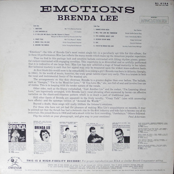 Brenda Lee : Emotions (LP, Album, Mono)