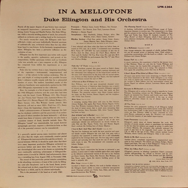 Duke Ellington And His Orchestra : In A Mellotone (LP, Comp, Mono, Ind)