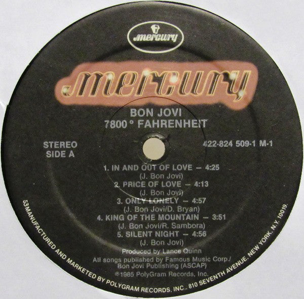 Bon Jovi : 7800° Fahrenheit (LP, Album, 53 )