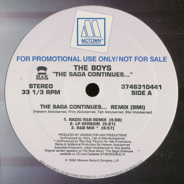 The Boys : The Saga Continues ... (Remix) (12", Promo)