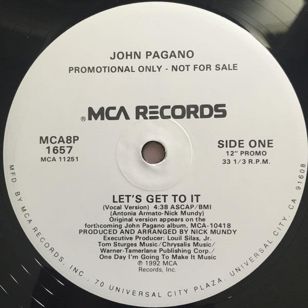 John Pagano : Let's Get To It (12", Promo)