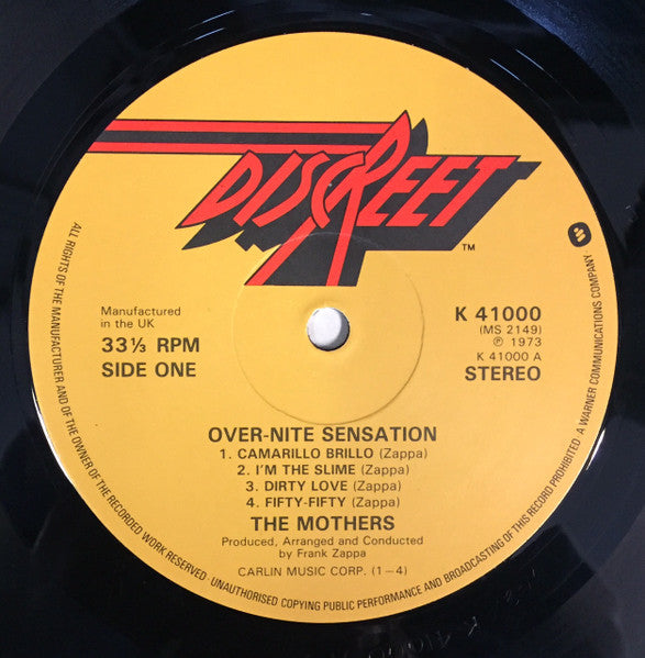 The Mothers : Over-Nite Sensation (LP, Album, RE, Gat)