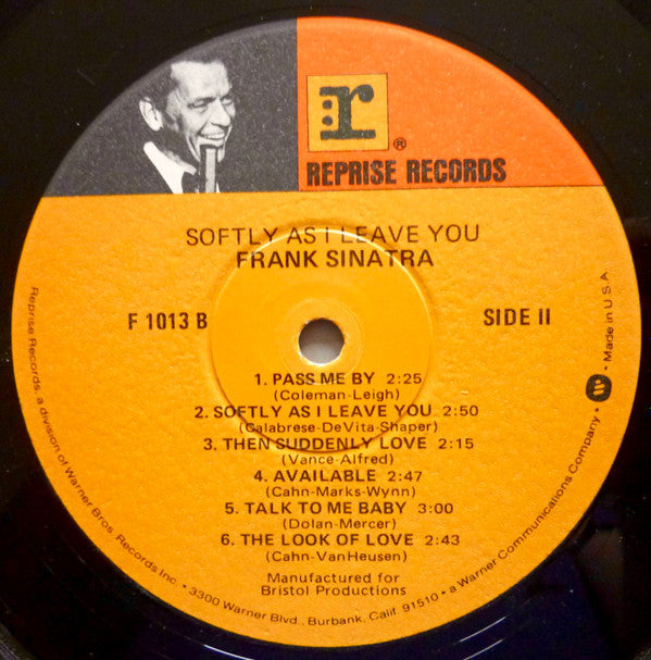 Frank Sinatra : Softly, As I Leave You (LP, Album, RE, Win)